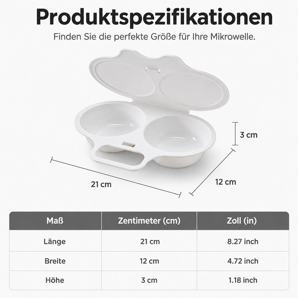 ✨2026 VERKAUFSHIT🥳Mikrowellen-Eierpochierer – mit zwei Mulden, Antihaft-Oberfläche & leicht zu reinigen. Weniger Fett als beim Braten – jetzt Vorrat sichern & sparen! 🏠