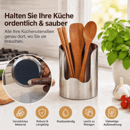 🏡 clakryna® Edelstahl Küchenutensilienhalter – Mehr Ordnung & Platz auf Ihrer Arbeitsplatte