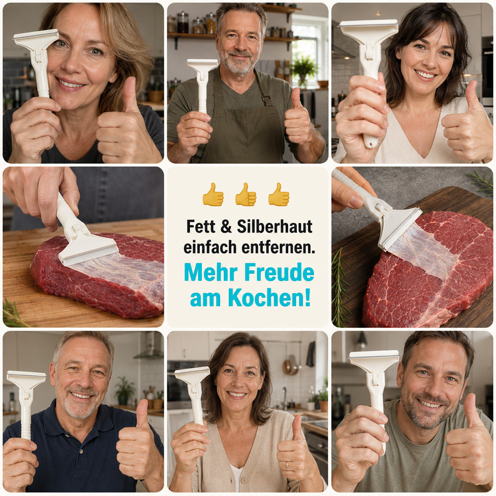 🥩🔥 50 % RABATT! Edelstahl-Fleischschaber – Zum einfachen Entfernen von Fett und Faszien bei Rind- und Schweinefleisch 🔪