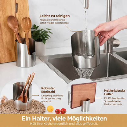 🏡 clakryna® Edelstahl Küchenutensilienhalter – Mehr Ordnung & Platz auf Ihrer Arbeitsplatte