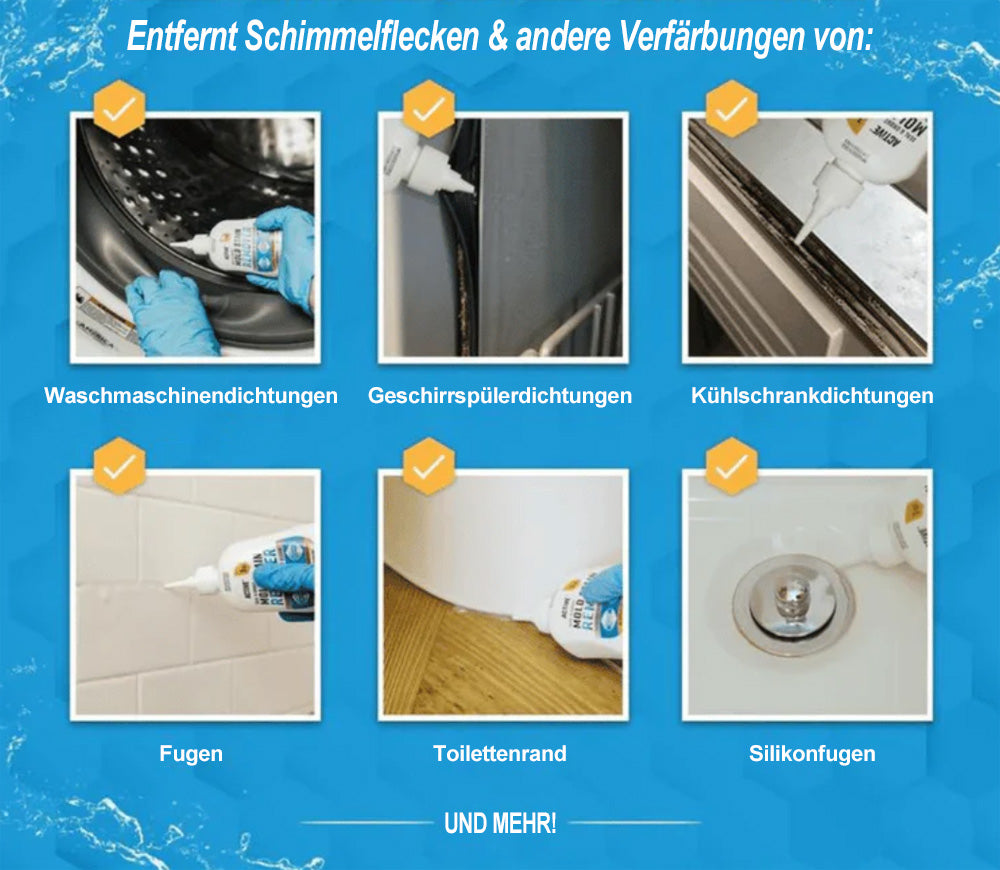 ✨🧼 Magic Schimmel-Entferner Gel – Beseitigt Schwarzschimmel & Stockflecken auf Silikonfugen, Fliesen & Duschen (Ohne Schrubben)