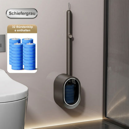 🧼Hygienische Einweg-Toilettenbürste mit integriertem Reiniger & Ersatz-Pads – Premium Klobürste Set, Wandmontage ohne Bohren