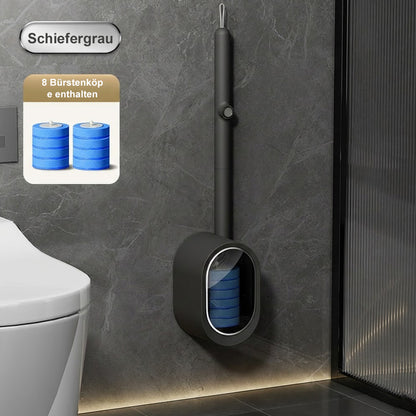 🧼Hygienische Einweg-Toilettenbürste mit integriertem Reiniger & Ersatz-Pads – Premium Klobürste Set, Wandmontage ohne Bohren