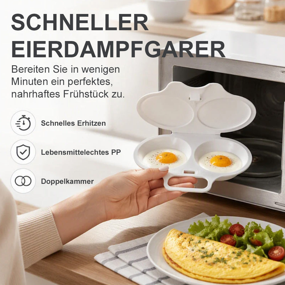 ⭐2026 VERKAUFSHIT🥳Mikrowellen-Eierpochierer – mit zwei Mulden, Antihaft-Oberfläche & leicht zu reinigen. Weniger Fett als beim Braten – jetzt Vorrat sichern & sparen! 🏠