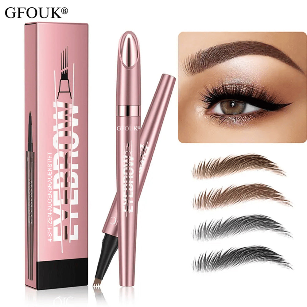 🪄3D Microblading Augenbrauenstift (4 Spitzen) – Wasserfest, Wischfest & Natürlicher Look – 24h Halt