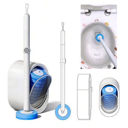 🧼Hygienische Einweg-Toilettenbürste mit integriertem Reiniger & Ersatz-Pads – Premium Klobürste Set, Wandmontage ohne Bohren