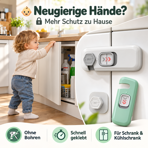🆙👶🔒 clakryna® Kindersicherung für Schränke & Kühlschrank