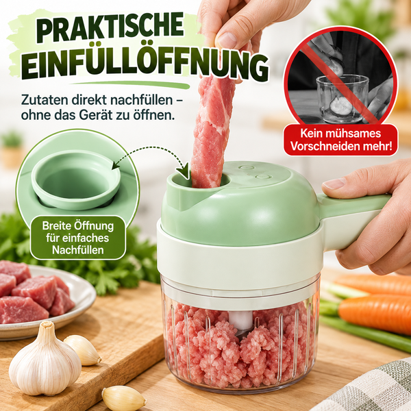 5-in-1 manuelles elektrisches Gemüseschneider-Set, kabellose Multifunktions-Küchenmaschine