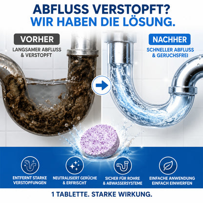 🆙🏠clakryna® Abflussreiniger Tabletten – Löst Haare, Fett & Ablagerungen für freie Rohre