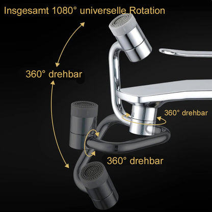 ✨ 1440° Drehbarer Wasserhahn-Aufsatz – Universal Schwenkarm für Bad & Küche (2 Strahlarten)