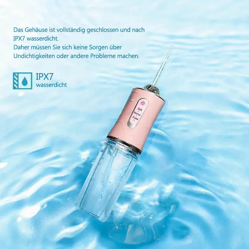 🧼Kabellose Munddusche für ein strahlendes Lächeln ✨-Tiefenreinigung für Zähne & Zahnfleisch | 3 Modi | IPX7 Wasserdicht | Inklusive 4 Aufsätzen