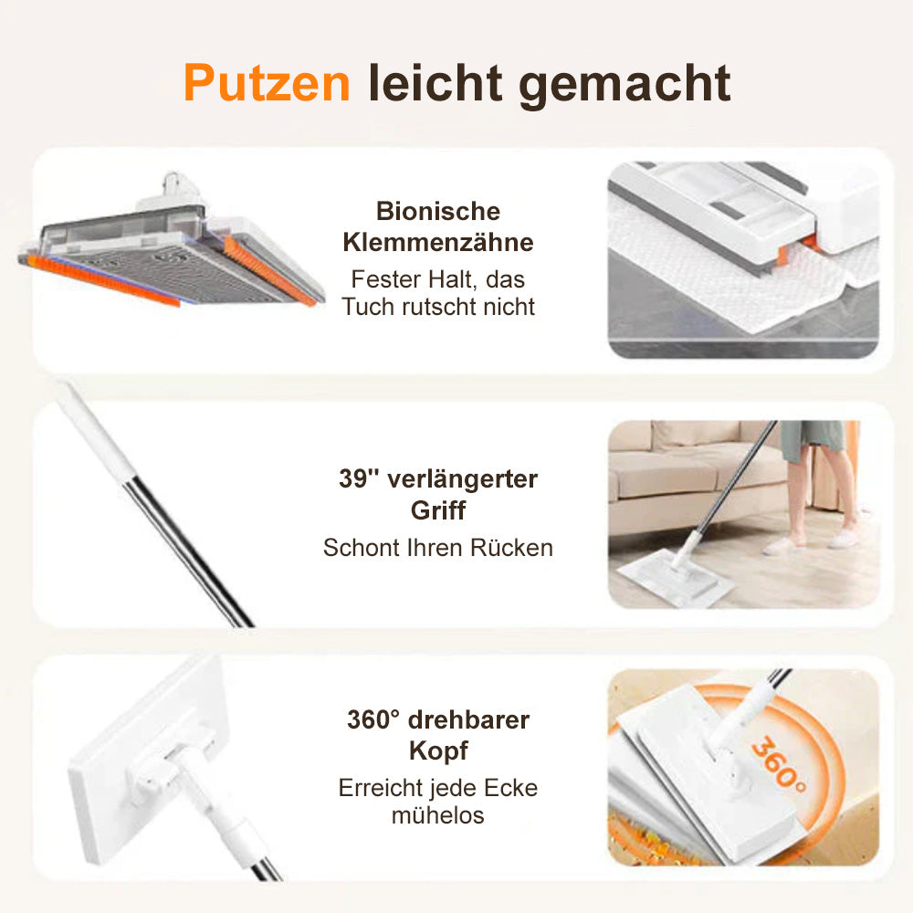 ✨ 360° Mehrzweck-Magie-Mopp – Nass- & Trockenreiniger für Böden, Wände & Fenster (Jedes Tuch verwendbar)
