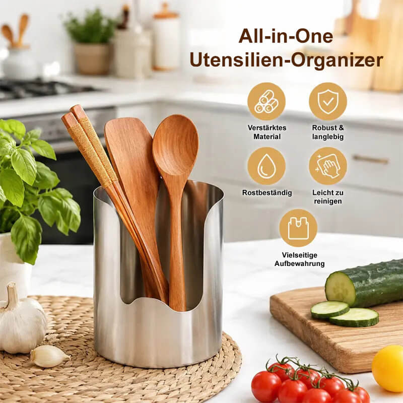 🏡 clakryna® Edelstahl Küchenutensilienhalter – Mehr Ordnung & Platz auf Ihrer Arbeitsplatte