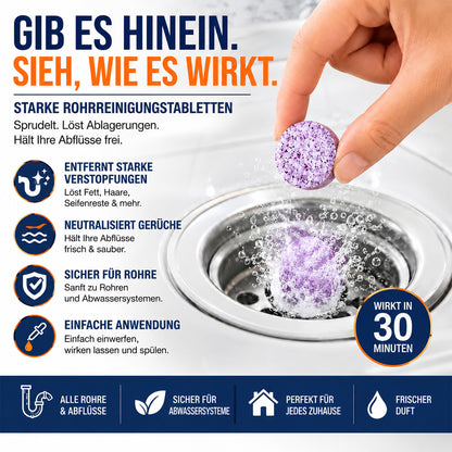 🆙🏠clakryna® Abflussreiniger Tabletten – Löst Haare, Fett & Ablagerungen für freie Rohre