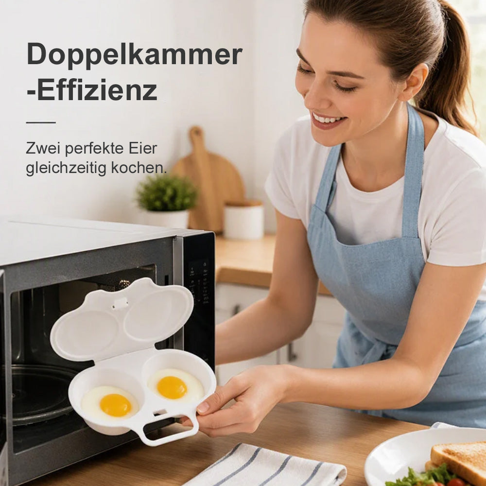 up🥳2026 VERKAUFSHIT🥳💞50K+ VERKAUFT! 🥗🎁 50% RABATT! Mikrowellen-Eierpochierer – mit zwei Mulden, Antihaft-Oberfläche & leicht zu reinigen. Weniger Fett als beim Braten – jetzt Vorrat sichern & sparen! 🏠