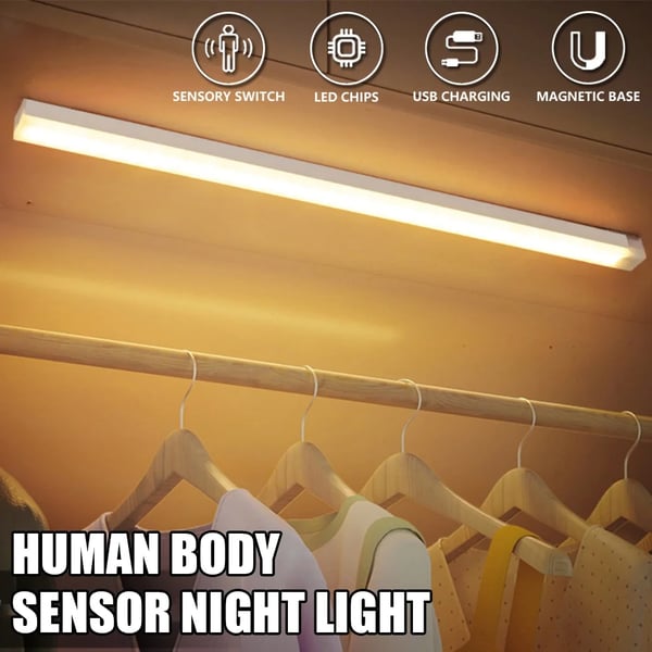 🆙🛒Drahtlose LED-Lichtleiste mit Bewegungssensor – wiederaufladbare und magnetische Unterbauleuchte – ultradünnes Nachtlicht zum Aufkleben für Küche, Kleiderschrank, Treppe und Flur (kein Bohren erforderlich)