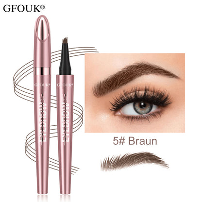 🪄3D Microblading Augenbrauenstift (4 Spitzen) – Wasserfest, Wischfest & Natürlicher Look – 24h Halt