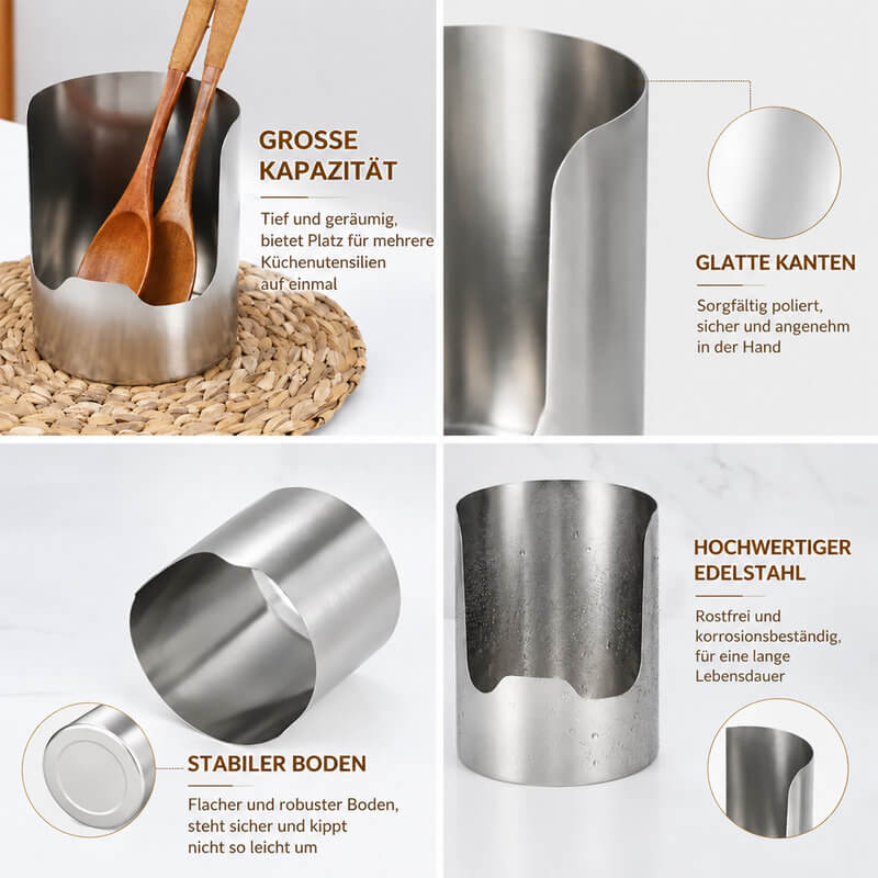 🏡 clakryna® Edelstahl Küchenutensilienhalter – Mehr Ordnung & Platz auf Ihrer Arbeitsplatte