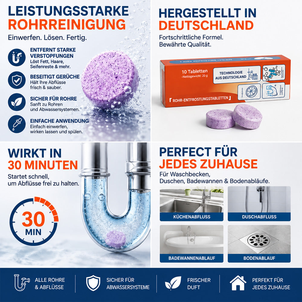 🆙🏠clakryna® Abflussreiniger Tabletten – Löst Haare, Fett & Ablagerungen für freie Rohre