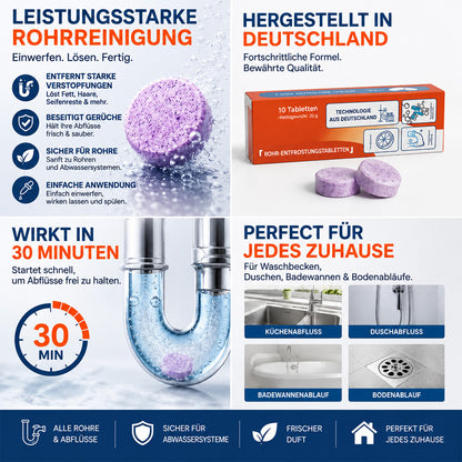 🆙🏠clakryna® Abflussreiniger Tabletten – Löst Haare, Fett & Ablagerungen für freie Rohre