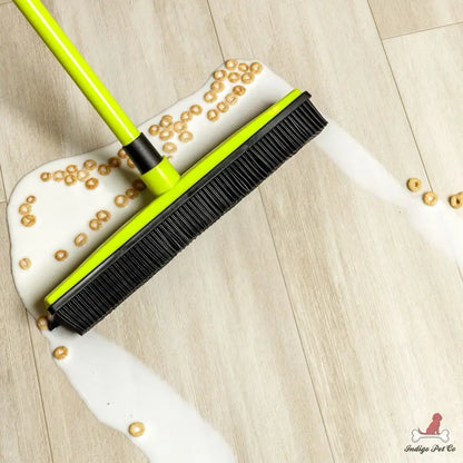 🧼Tierhaarentferner Gummibesen mit Teleskopstiel (74-127 cm) & Integriertem Abzieher