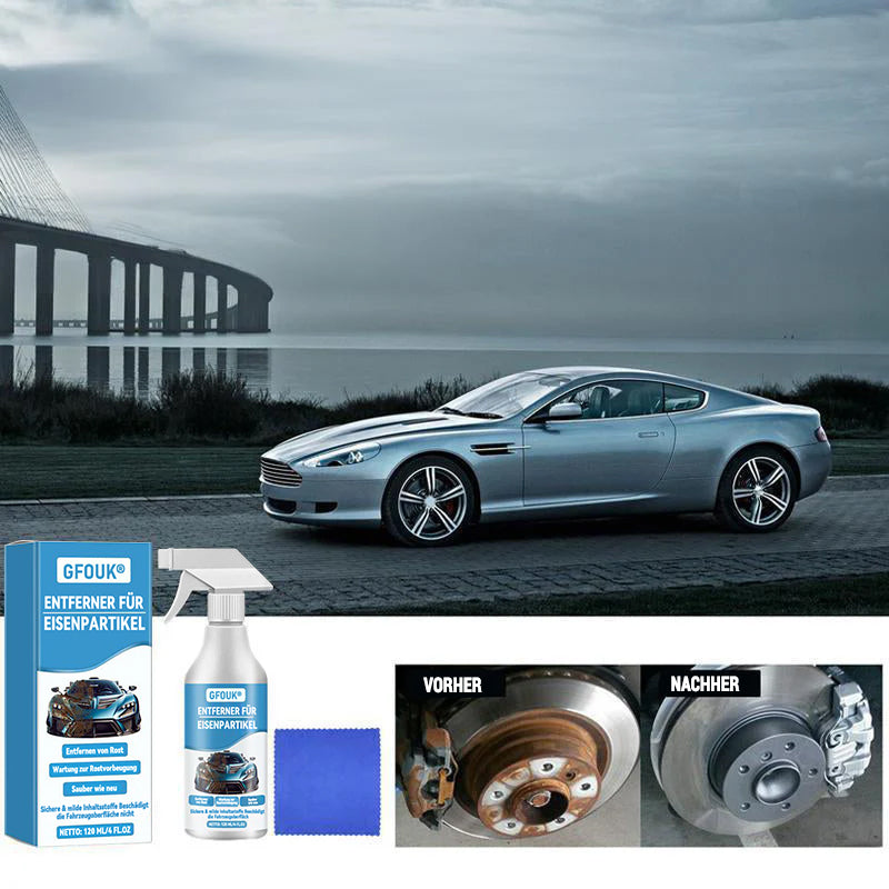 🚗 Auto Flugrostentferner & Rostlöser Spray – Entfernt Eisenpartikel & Bremsstaub ✨ (Lackschonend)