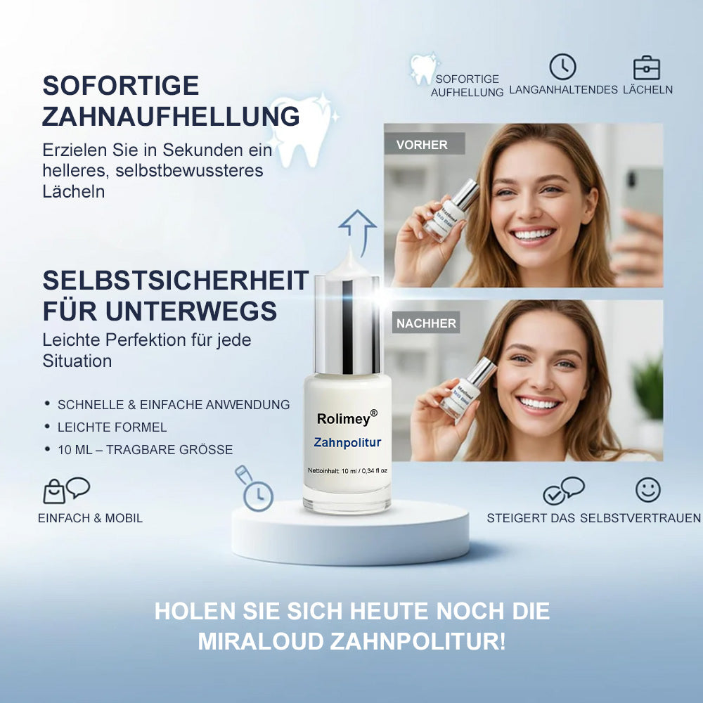 🆙🦷🦷 Zahnweiß-Politur zum Auftragen – Sichtbar weißere Zähne & Entfernt Verfärbungen, Enamelschonend & Fluoridfrei, Für empfindliche Zähne