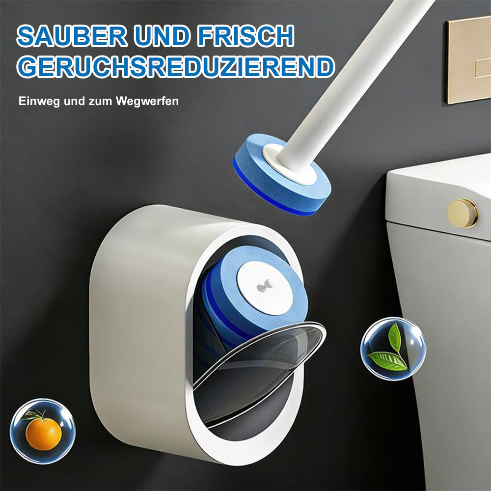 🧼Hygienische Einweg-Toilettenbürste mit integriertem Reiniger & Ersatz-Pads – Premium Klobürste Set, Wandmontage ohne Bohren
