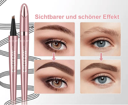 🪄3D Microblading Augenbrauenstift (4 Spitzen) – Wasserfest, Wischfest & Natürlicher Look – 24h Halt