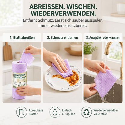 ♻️clakryna® Reißbares Mikrofasertuch – Schnelle Reinigung ohne schmutzige Lappen