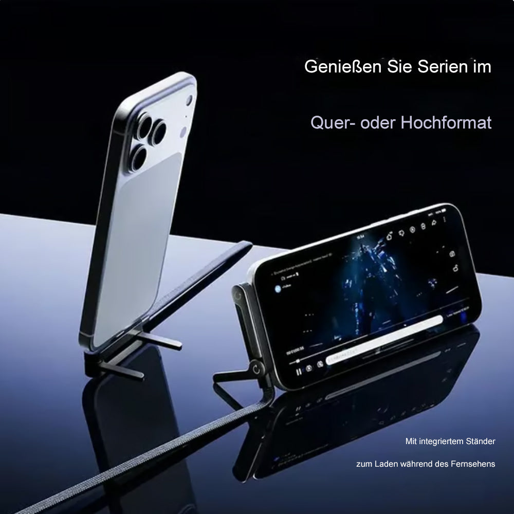 ⚡MFi-zertifiziertes 2-in-1-Schnellladekabel mit integriertem Handy-Ständer – Ultraschnelle 240 W Leistung, offiziell von Apple autorisiert✅