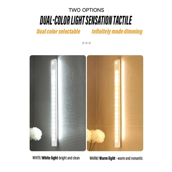 🆙🛒Drahtlose LED-Lichtleiste mit Bewegungssensor – wiederaufladbare und magnetische Unterbauleuchte – ultradünnes Nachtlicht zum Aufkleben für Küche, Kleiderschrank, Treppe und Flur (kein Bohren erforderlich)