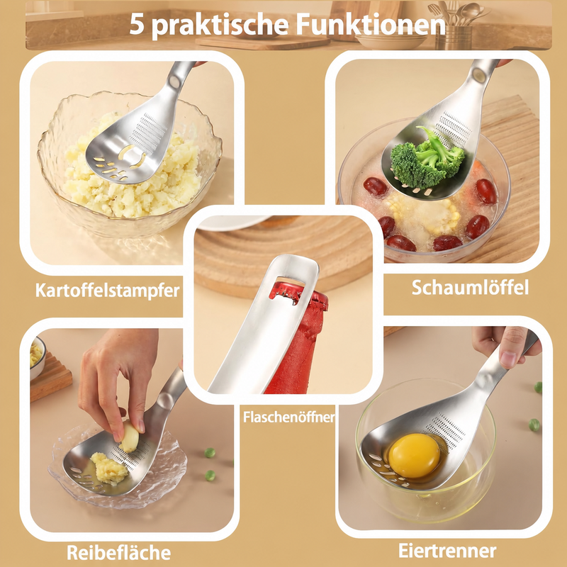🥄 clakryna® Multifunktions-Küchenhelfer Ein Löffel ersetzt mehrere Küchenwerkzeuge