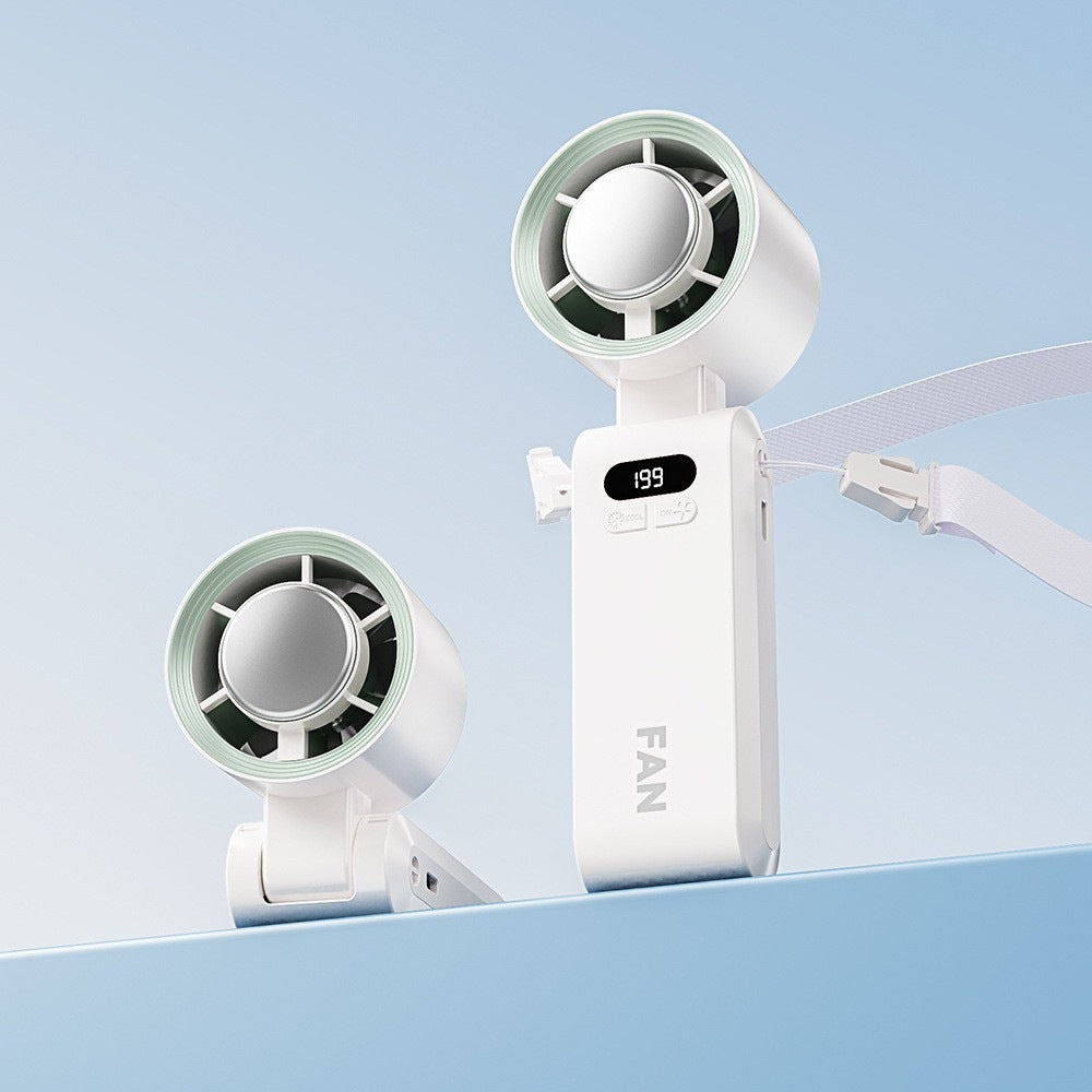 🫧Turbo Handventilator mit Eis-Kühlung, Tragbarer Mini Ventilator mit 12000mAh Akku & LED-Display (1-199 Stufen), Leiser USB Tischventilator für Büro, Reisen & Unterwegs