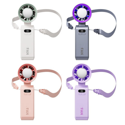 🫧Turbo Handventilator mit Eis-Kühlung, Tragbarer Mini Ventilator mit 12000mAh Akku & LED-Display (1-199 Stufen), Leiser USB Tischventilator für Büro, Reisen & Unterwegs