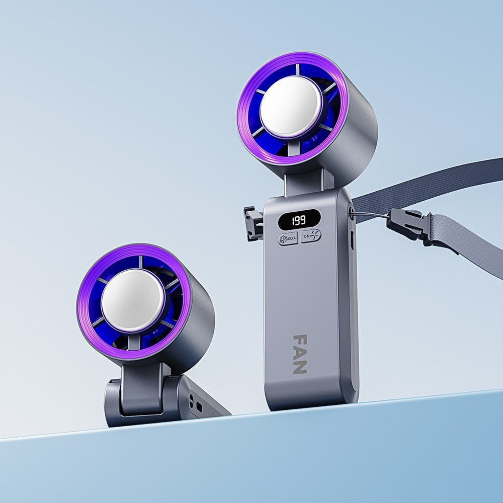 🫧Turbo Handventilator mit Eis-Kühlung, Tragbarer Mini Ventilator mit 12000mAh Akku & LED-Display (1-199 Stufen), Leiser USB Tischventilator für Büro, Reisen & Unterwegs