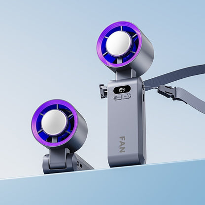 🫧Turbo Handventilator mit Eis-Kühlung, Tragbarer Mini Ventilator mit 12000mAh Akku & LED-Display (1-199 Stufen), Leiser USB Tischventilator für Büro, Reisen & Unterwegs