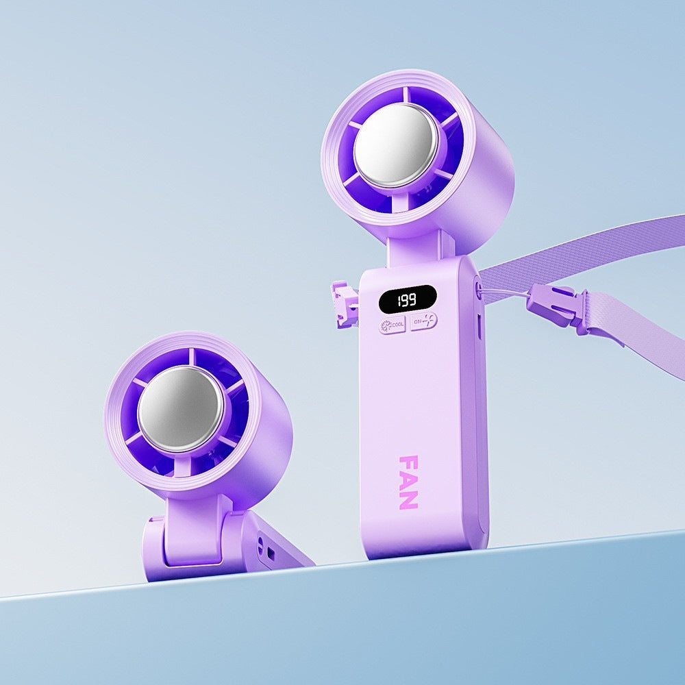 🫧Turbo Handventilator mit Eis-Kühlung, Tragbarer Mini Ventilator mit 12000mAh Akku & LED-Display (1-199 Stufen), Leiser USB Tischventilator für Büro, Reisen & Unterwegs
