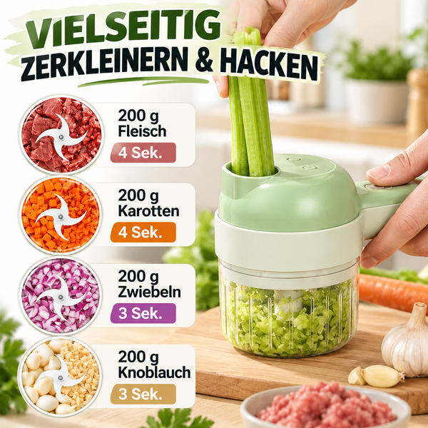 5-in-1 manuelles elektrisches Gemüseschneider-Set, kabellose Multifunktions-Küchenmaschine