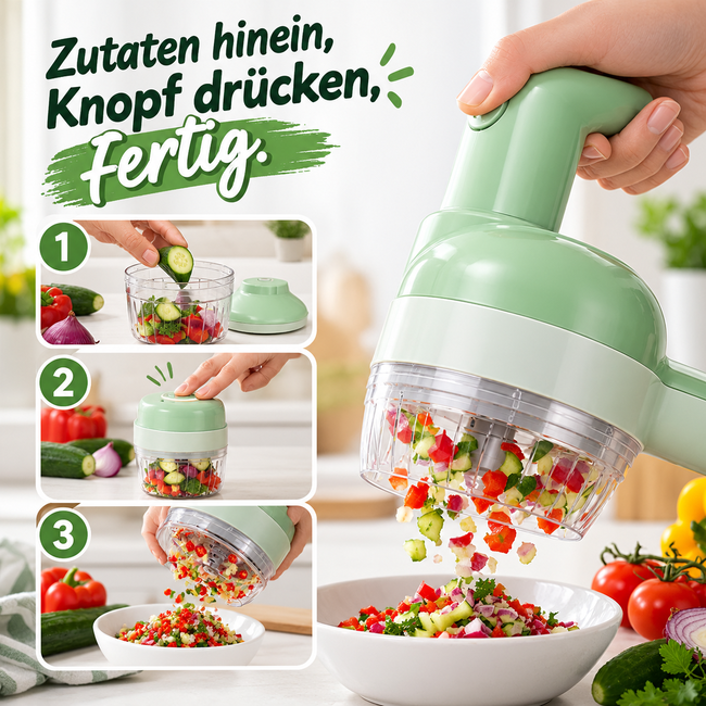 5-in-1 manuelles elektrisches Gemüseschneider-Set, kabellose Multifunktions-Küchenmaschine