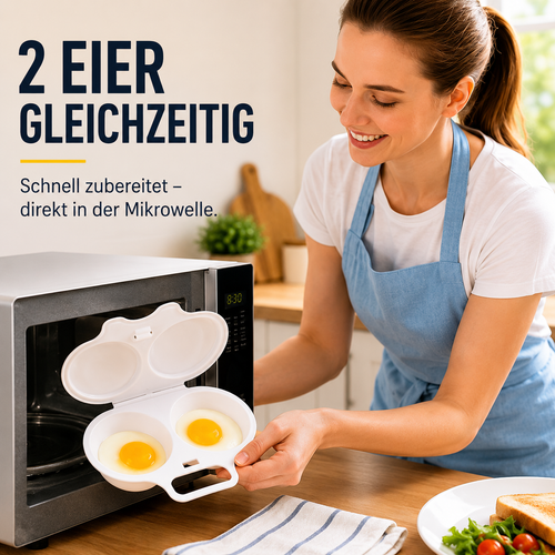 ⭐2026 VERKAUFSHIT🥳Mikrowellen-Eierpochierer – mit zwei Mulden, Antihaft-Oberfläche & leicht zu reinigen. Weniger Fett als beim Braten – jetzt Vorrat sichern & sparen! 🏠
