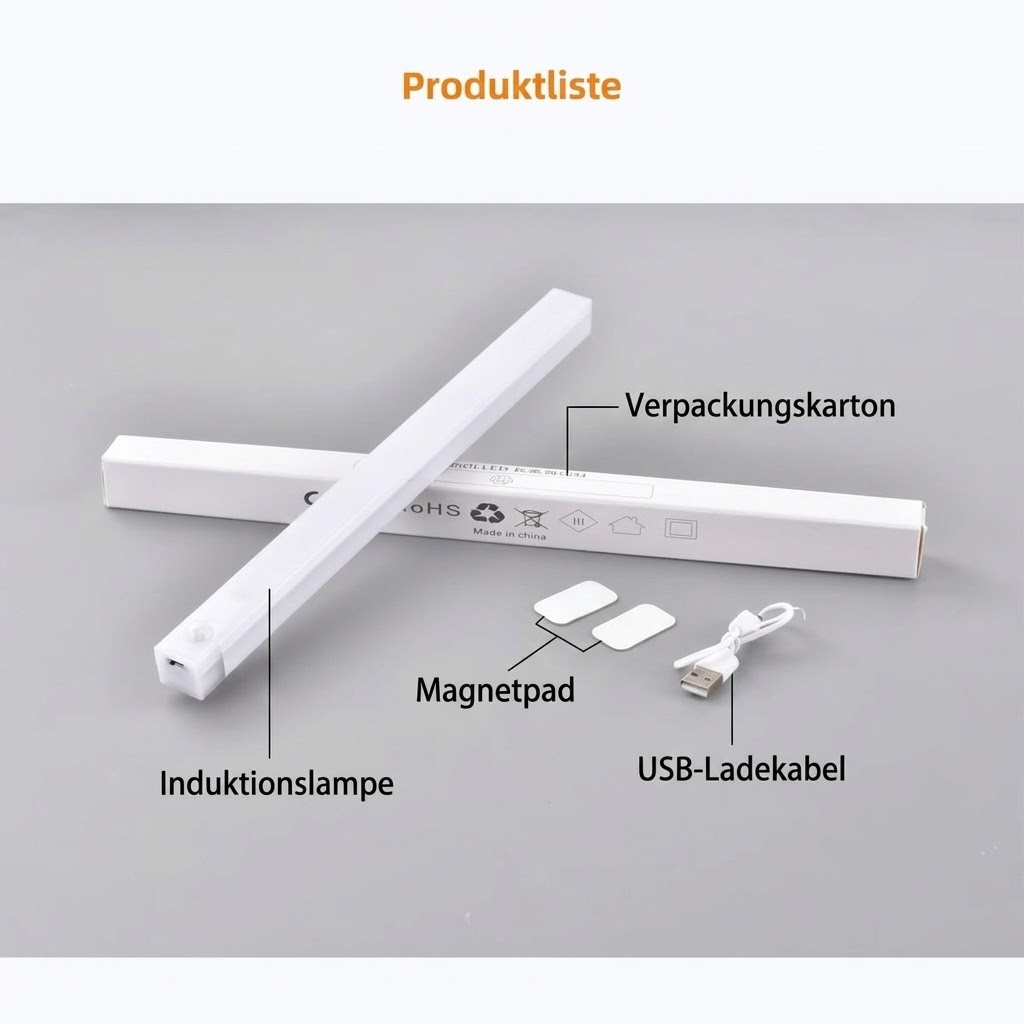 💡Drahtlose LED-Lichtleiste mit Bewegungssensor – wiederaufladbare und magnetische Unterbauleuchte – ultradünnes Nachtlicht zum Aufkleben für Küche, Kleiderschrank, Treppe und Flur (kein Bohren erforderlich)